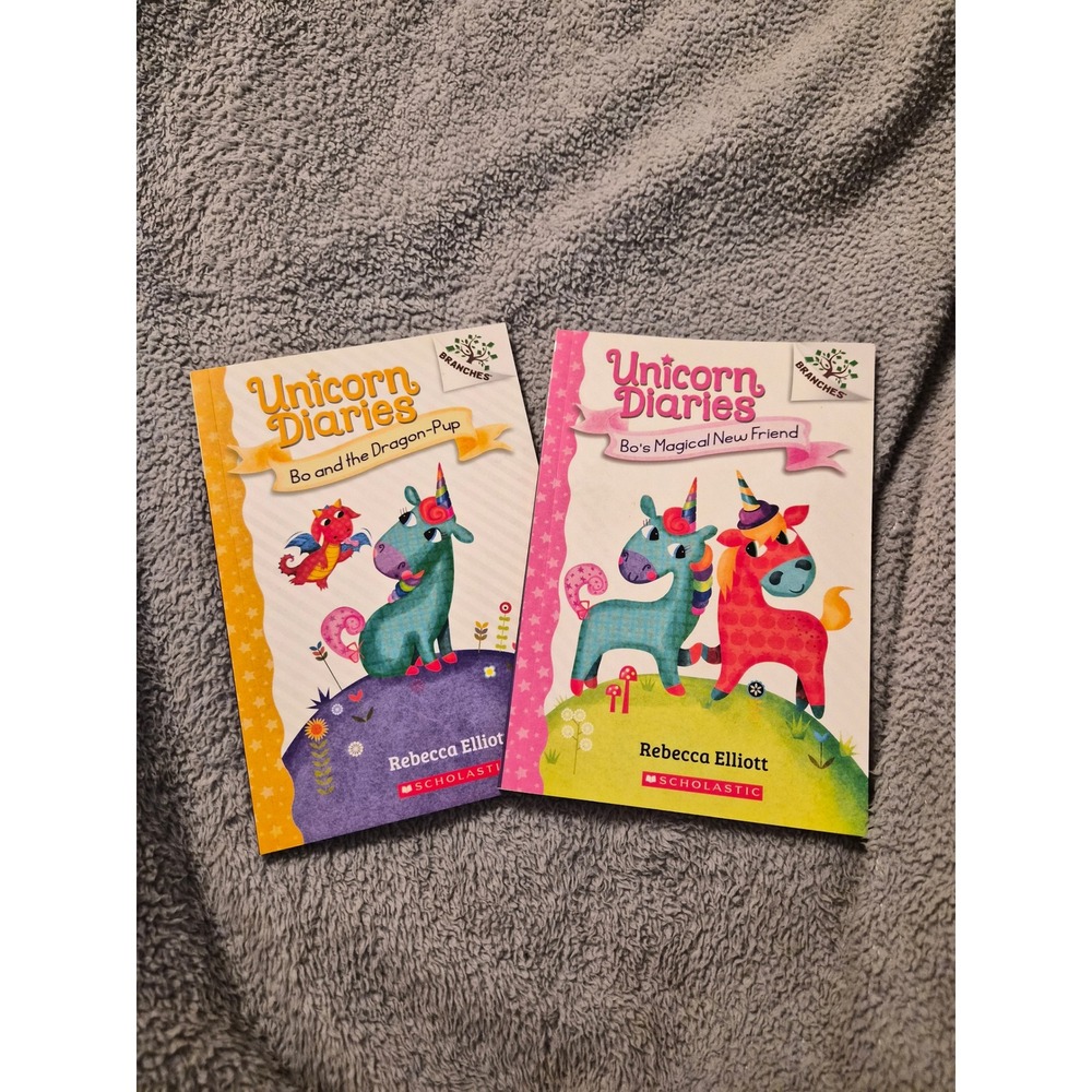 Scholastic Unicorn Diaries Books 1 & 2 Rebecca Elliott Dragon-Pup New Friend